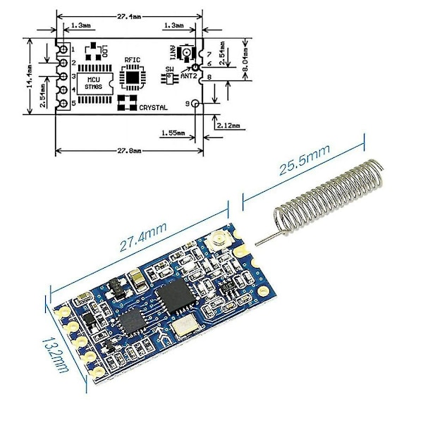 Hc-12 433mhz Si4463 Langaton Sarjaportti Moduuli 1000m Korvaa Bluetooth Hc12