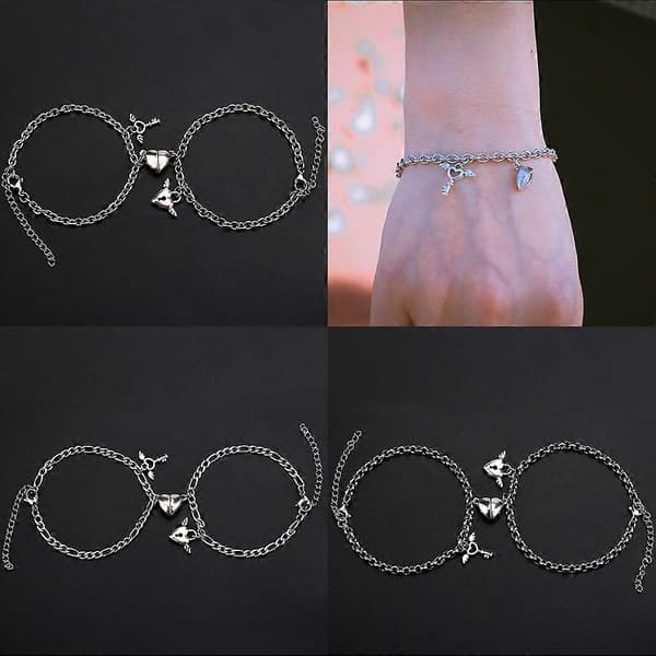Pararmbånd Kærlighed til nøglelås charme smykker rustfrit stål kædehalskæde