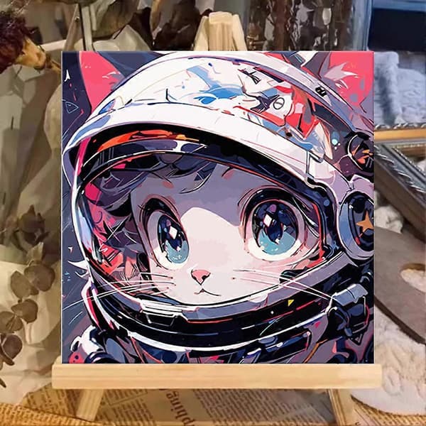 DIY Måla efter nummer-kit, Air Cat Force Astro Cat Enkla måla efter nummer-kit 1