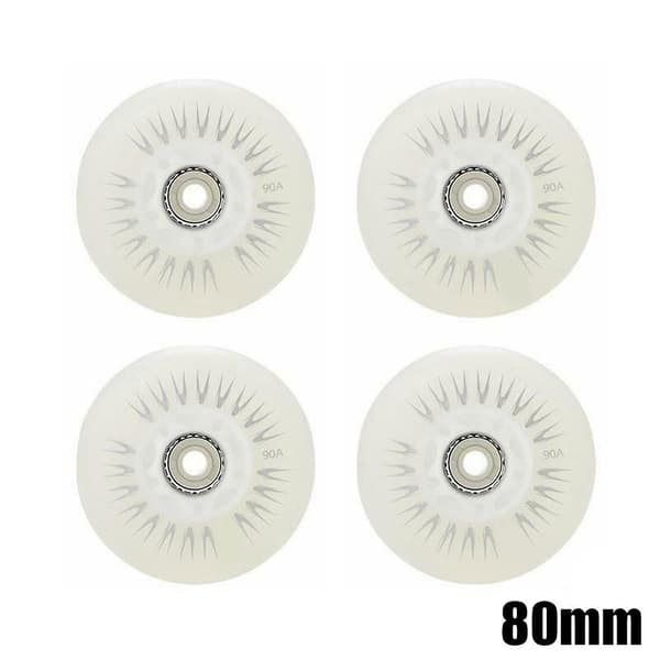 4 stk. Flash Inline Skate Hjul 90A LED Lysende Skøjtehjul 80 76 72 68 White 80mm