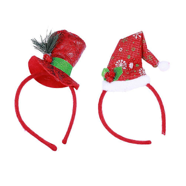 2 stk. Julemandskostume til børn, Jule Julemandshårbøjle, Julefestfavorit, Gevirhårbøjle, Jule Julemandshårbøjle