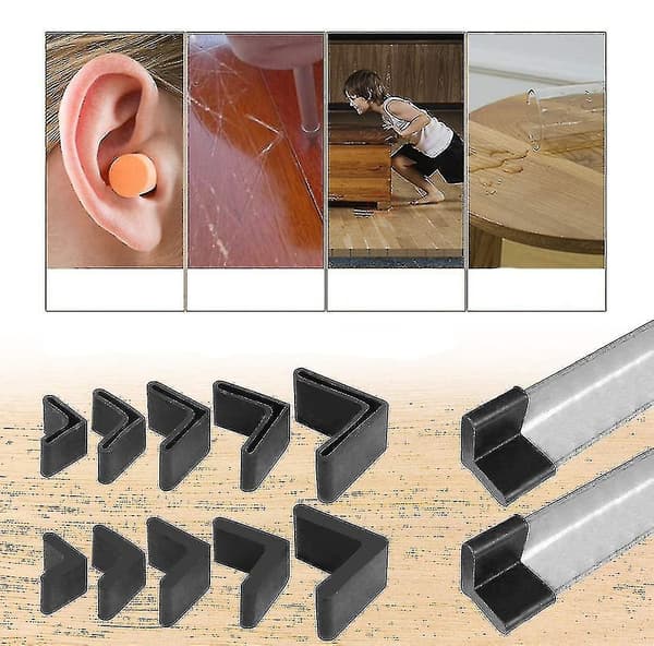 20 stk. 30 mm x 30 mm L-formede svarte gummi jernhette møbelfotdeksler