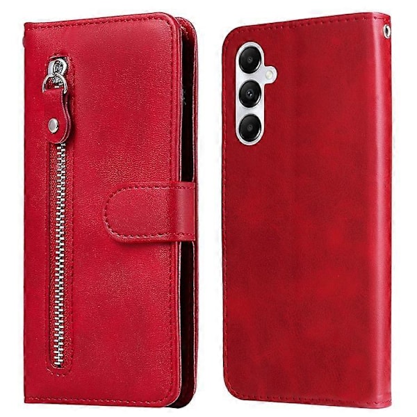 Kompatibel for Samsung Galaxy A05s 4G Deksel Lær Mobiltelefon Deksel med Glidelåslomme Lommebok Red