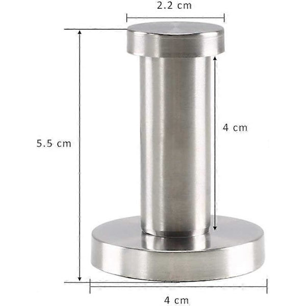 Knager 6 stk. 304 Rustfrit Stål Frakke Knager Vægmonteret Dør Knager Krom Cylinder Håndklæde Knage Kraftig Børstet Nikkel Morgenkåbe Knager (5cm)