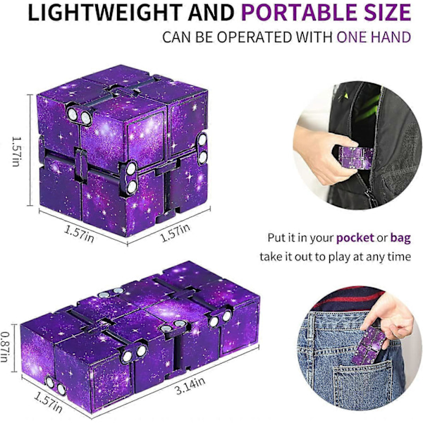Infinity Cube Fidget Legetøj, 2 stk. Finger Fidget Legetøj, Stress- og Angstdæmpende Førskolelegetøj, Strømpestoppere til Voksne Børn, Tidsfordriv Cool Fidget