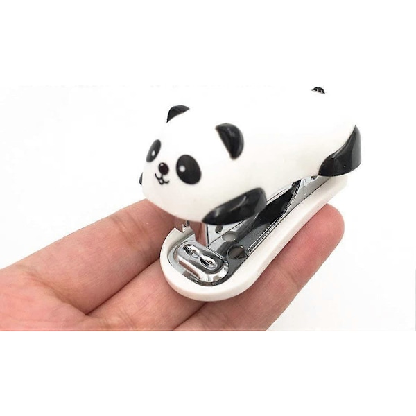 Bærbar Mini Sød Panda Hæftemaskine Sæt med 1000 stk. Nr. 10 Hæfteklammer til Kontor Skole Hjem eller Rejsebrug