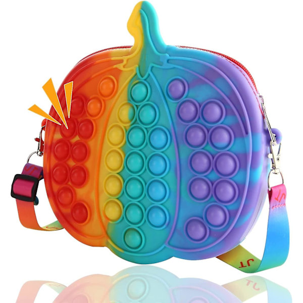 Pop Plånbok Fidget Leksak Axelväska För Flicka, Silikon Pop Crossbody Fidget Väska Julklappar, Regnbåge Bubbla Lindring Stress Pop Sensorisk Handväska
