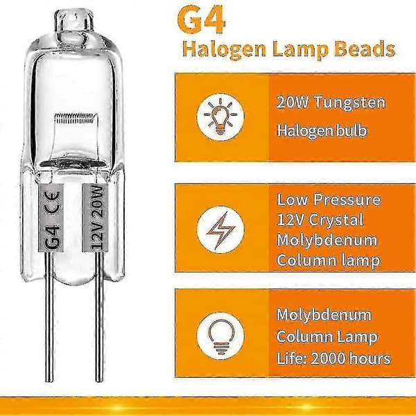 20 stk. G4 Halogenpærer, 20W 12V Halogenlys