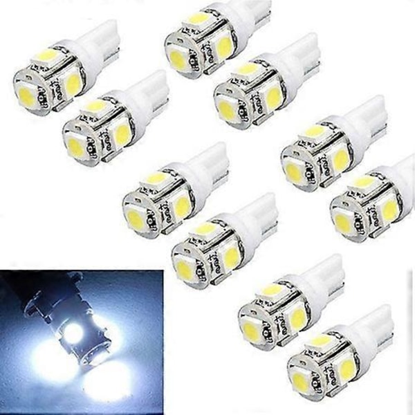 10 kpl W5W 2825 T10 Wedge 5-SMD 5050 Xenon valkoiset LED-polttimot auton valoihin