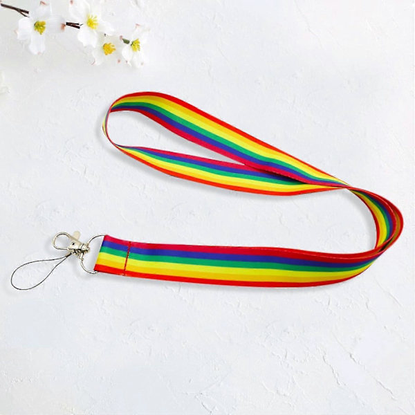 2 st Regnbågshalsband, Regnbågshalsband med rem, Halsband med nylonrem, Nyckelring för ID-bricka för LGBT Pride Party-dekoration,