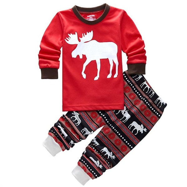 Lasten pyjamat Santa Elk -pyjamat, 2 set Red Reindeer 3-4 Years