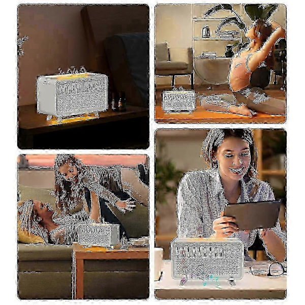 Smart White Noise Maskine med Bluetooth & Natlys, Echo Flame Aroma Diffuser Søvnhjælp Lyd Ny