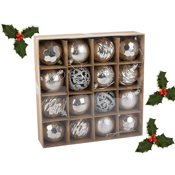 16-pack Julkulor - Silver - 6 cm
