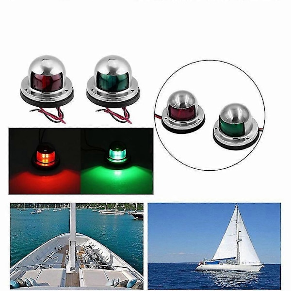 1 par LED Bow Båd Navigationslys 12v 1.6w Anti-korrosion Marine Båd Yacht Lys 8 LED'er Kit Rustfrit Stål Vandtætte Pontoner CMZ