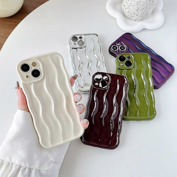 Vandbølge Mønster Krøllet Bølge Ramme Blød Kompatibel med iPhone Case (Sølv, iPhone 14 Pro)