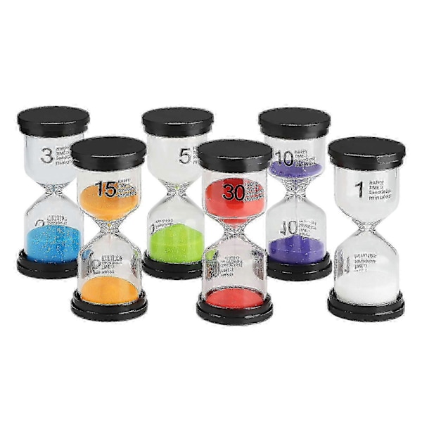 6-pack Timglas Sand Timer Set, Färgglada Timglas för Hem & Kök SZRH