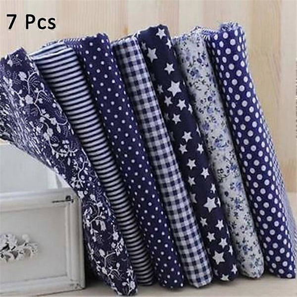7 st 25x25cm Blommig Prickig Lapptäcke Bomullstyg Enfärgat Tyg DIY Sömnad Quilting mengxi