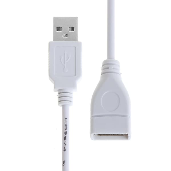 USB-kabel Ny 28cm USB 2.0 A Hann til A Hunn Forlengelseskabel Hvit Kabel Wit