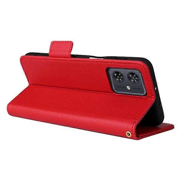 Kompatibel til Motorola Moto G54 5G / G54 Power Etui Pung Stand Telefon Cover med Rem Red