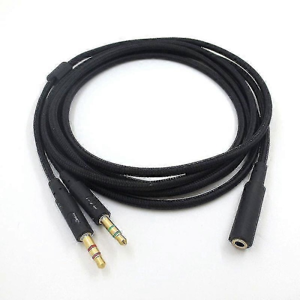 3,5 mm Universal 2 i 1 Gaming Headset Audio- Forlængerkabel kompatibelt med Cloud II/Alpha-/Cloud Flight/Core Hea-B2
