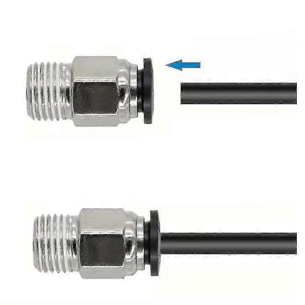 Rak Pneumatisk Push-On Snabbkopplingskoppling M5 Hane X 4mm Rör OD Silver, 1 Styck