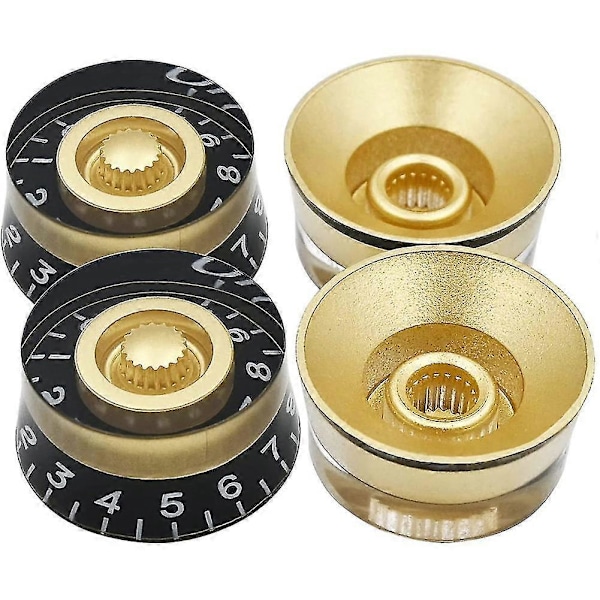 4 stk. Volum Tone Hastighetsknotter For Elektrisk Gitar, Transparent Gullfarget-haoyi