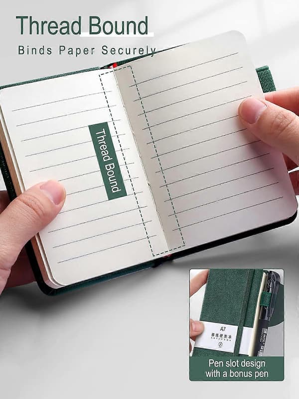 2-pak A7 Størrelse Linjeret Journal Notesbog - Lommeformat PU Hard Cover Notesblok