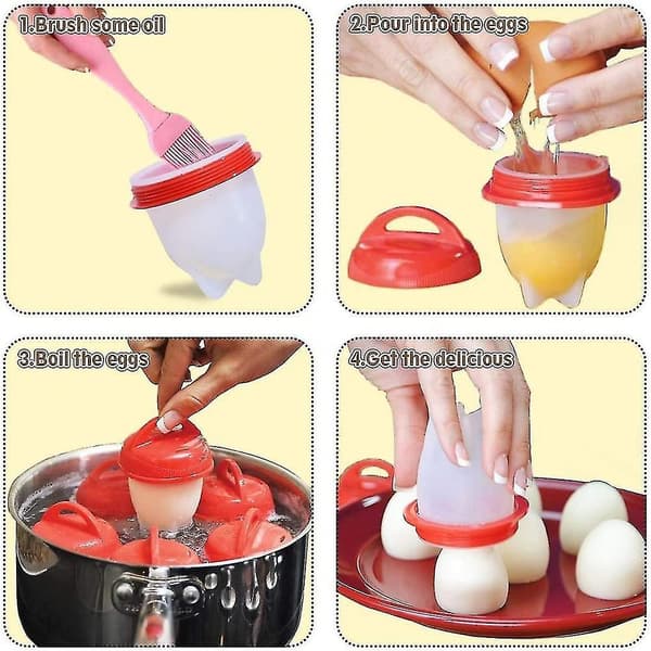 8 Eggkjeler med non-stick belegg, silikon eggkokere, posjerte egg VAM