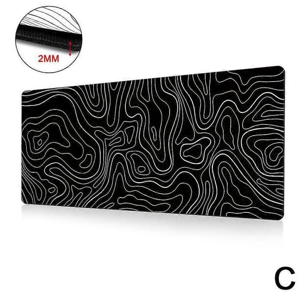 Topografisk hvit gamingmusematte med perfekt glatt, bred og lang overflate black/300*800*2mm