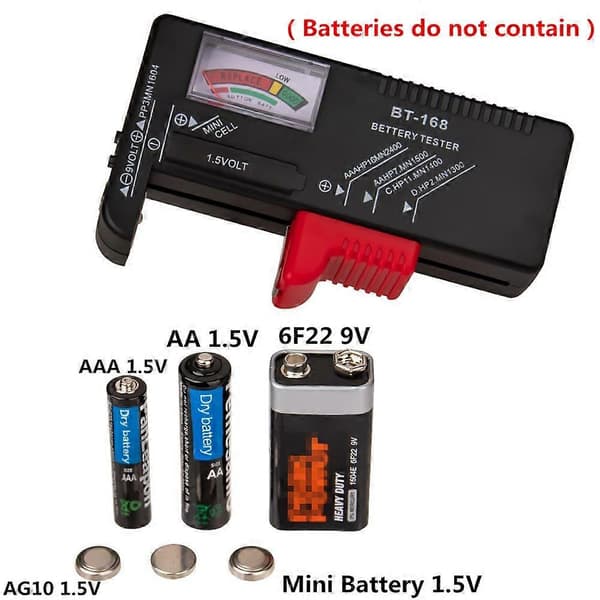 Batteritester Digital Universal Sjekker For A Aaa C D 9v 1.5v Cellebatterier