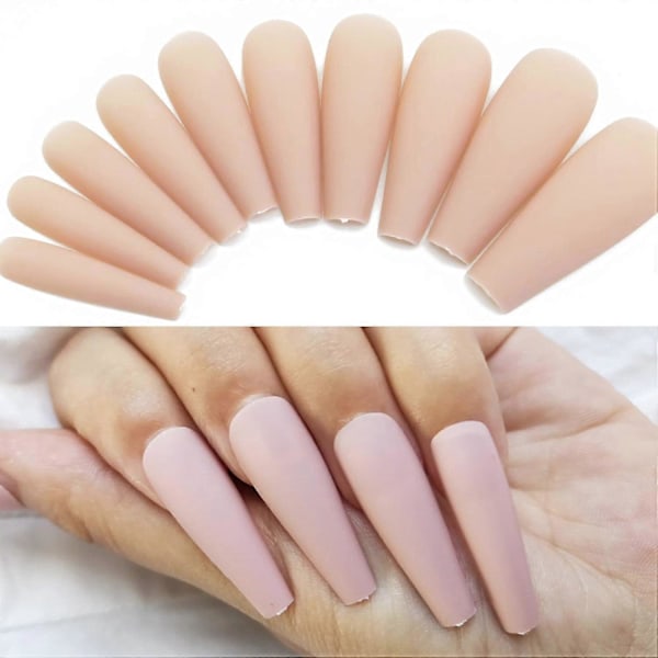 200 st Coffin Press-on Naglar Matt Nude Khaki Falska Naglar med Fjärilsglitter för Tonåringar Kvinnor Nagelkonst Dekoration Manikyr DIY Design. Obs