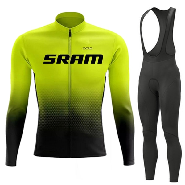 SRAM Pro Autumn Cycling Jersey Set Cykel Sportkläder Kostym MTB Uniform Ropa Ciclismo Road Bike Kläder Bicicleta Long Bib Byxor Ivory XXL