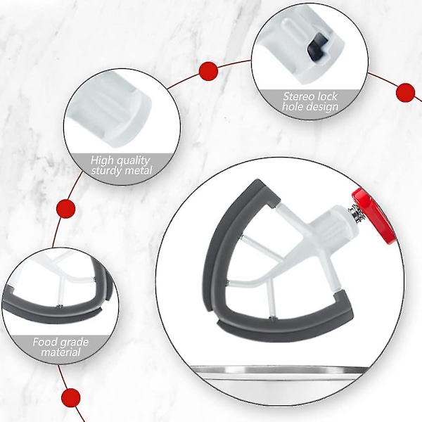 Flex-edge Piskeris Tilbehør Til 4.5-5 Qt -hoved Stand Mixer Udskiftning Silikone Piskeris Skålskraber