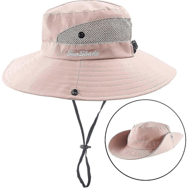 Solhatt med hästsvansöppning för damer, UV-skydd, hopfällbar, bredbrättad strand- och fiskehatt med mesh