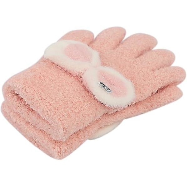 Vintervarma handskar för småbarn, söta rosetter, stickade handskar med fulla fingrar, stretchiga vantar för små flickor och pojkar i åldern 2-5 år