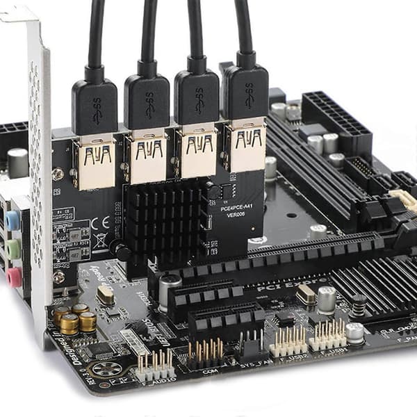 PCIE-muunnin PCI-Express 1–4-sovitinkortti USB 3.0 -monistinkortti