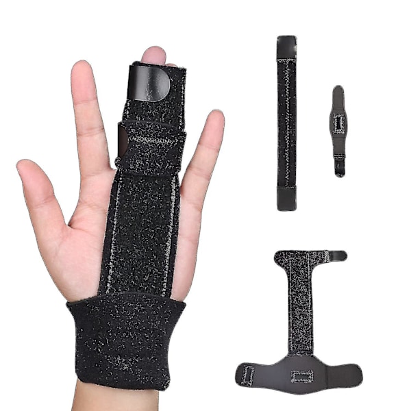 Justerbar 2-finger Stabiliseringsskena med Trigger, Metall Immobiliseringsbehandling för stukningar, artrit, hammartå, fullt stöd för hand och handled -