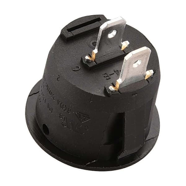 Pakke med runde vippekontakter - 2 terminaler SPST, 6A, 250VAC, UL, VDE - Sort