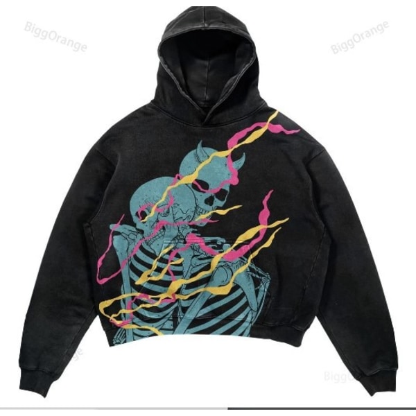 punkdesign print luvtröja harajuku streetwear y2 mode oversized hoodie hip hop gotisk långärmad style 16 XXXL