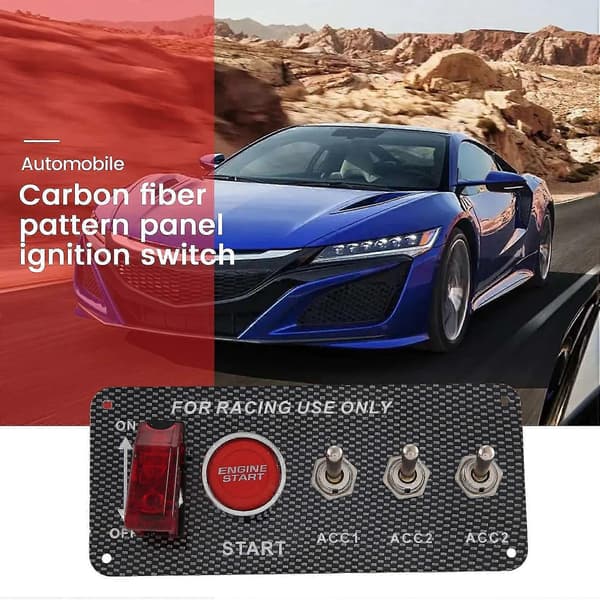12v Bil Tenningsbryter Motorstart Trykknapp 3 Vippebrytere Racing Panel
