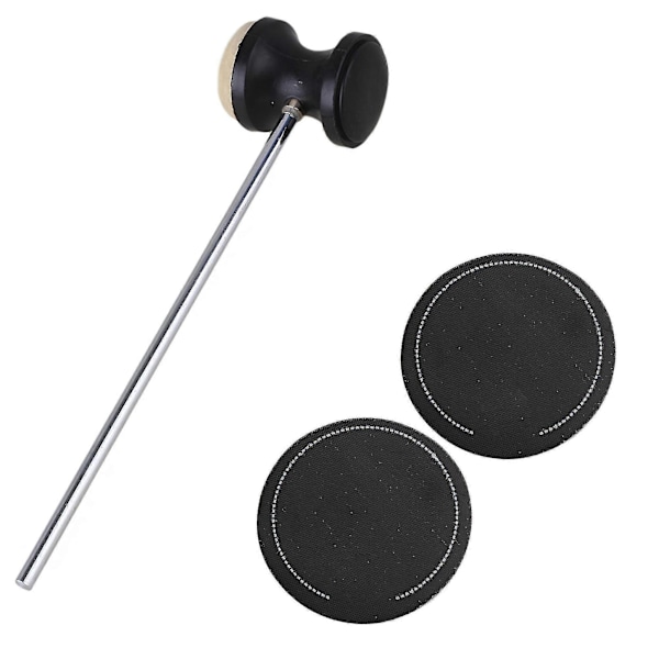 Sort Baspedal Hammer & 2 stk. Runde Enkeltpedal Patch Bas Trommepatch