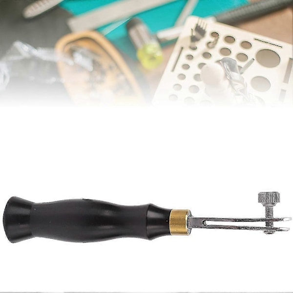 Läderhantverk DIY-verktyg i rostfritt stål - Justerbar kantpress med ebenholtshandtag (1,2 mm) - YuJia