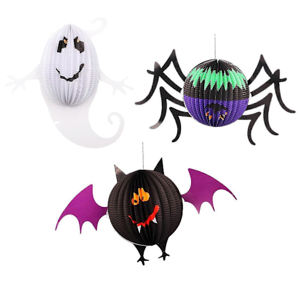 Halloween Aavepaperilyhdyt 3D Taitettavat Hunajakennolyhtykoristeet bd