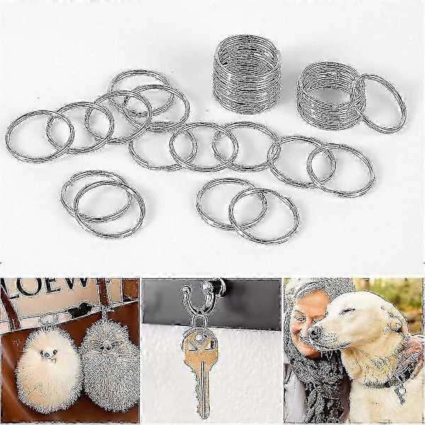 200 st Nyckelringar, Delade Nyckelringar i Bulk för Nyckelkedjor och Hantverk (25mm) (silverfärg)