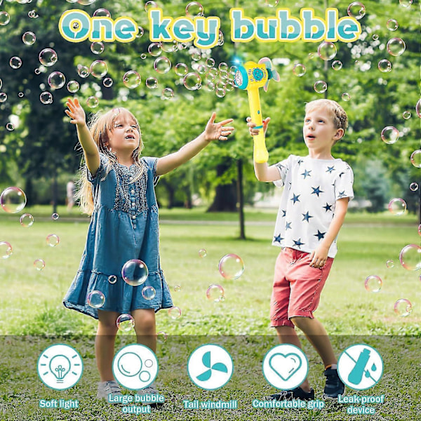 Bubbelmaskin med stavar för barn, automatisk bubbelmaskin med ljus, fantasifull bubbelstav, utomhusleksaker, födelsedagspresenter