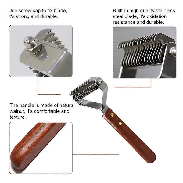 Coat King Rake 14-Blads Rake Husdjurs Underull Rake, Professionell Husdjurs Dematting Kam Grooming Stripping Verktyg för Hundar och Katter (8.8cm)