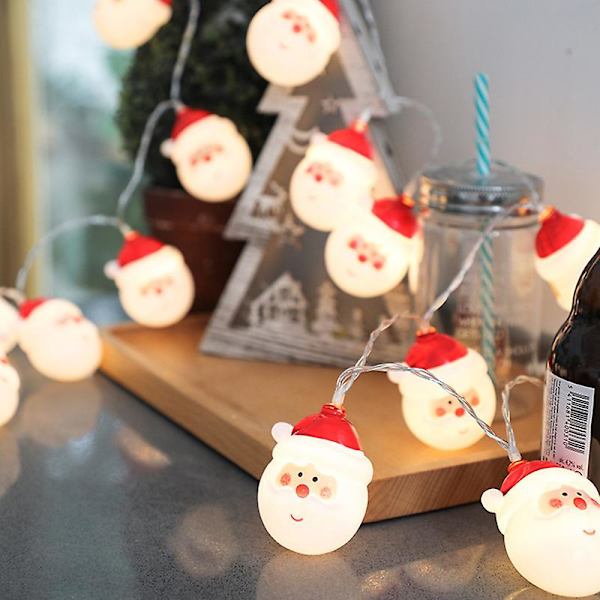 Jultomtehuvud Ledsnöre Fairy Lights Hemmaträdgård Xmas Tree Ornament Lamp Party Festlig Hängande Dekoration Batteridriven 20Leds 2M
