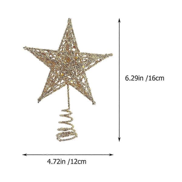 15 cm stjärna julgransspets 5-uddig glitter julgransprydnad för hemmafest (guld)