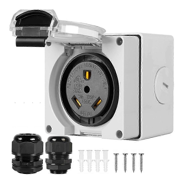 50 Amp RV Strömuttag, 125/250 Volt NEMA 14-50R Uttag, Väderbeständigt Utomhus för Husbilar, Generator Edition 2