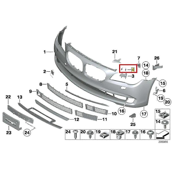Främre stötfångare strålkastarspolare spakfjäder 51117202885 För - 5 6 7-serie F07 F10 F11 F06 F12 F13 F (haoyi)